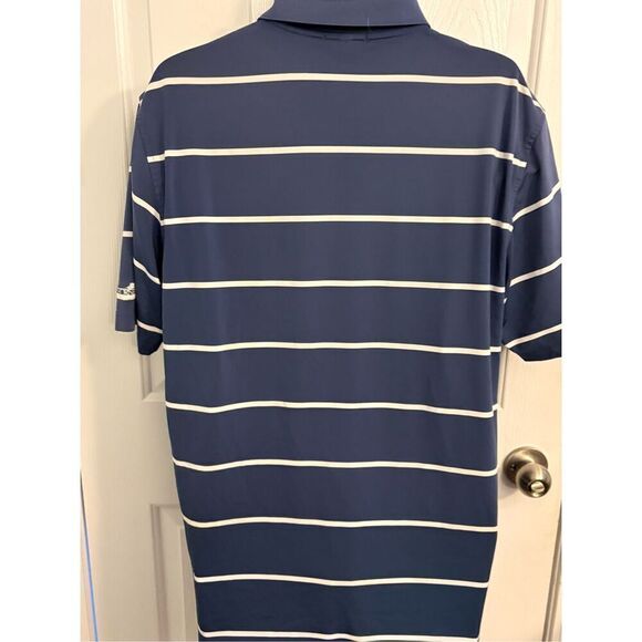 Peter Millar Navy Blue Summer Comfort Striped Golf Polo Shirt. Size Large - Picture 6 of 6